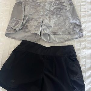ATHLETA GIRL SHORT ONE BLACK PAIR, ONE WHITE CAMO PAIR - SIZE M 8/10